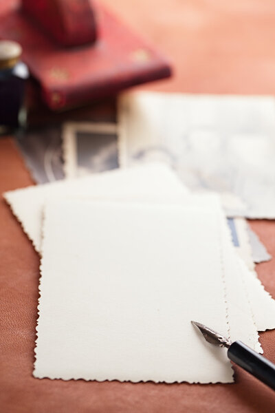 Vintage red wooden  ink blotter