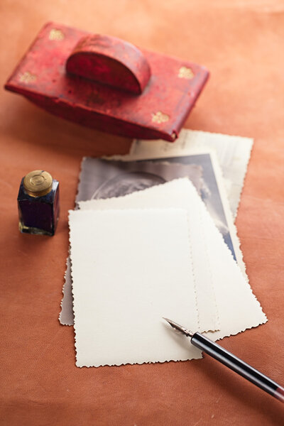 Vintage red wooden  ink blotter