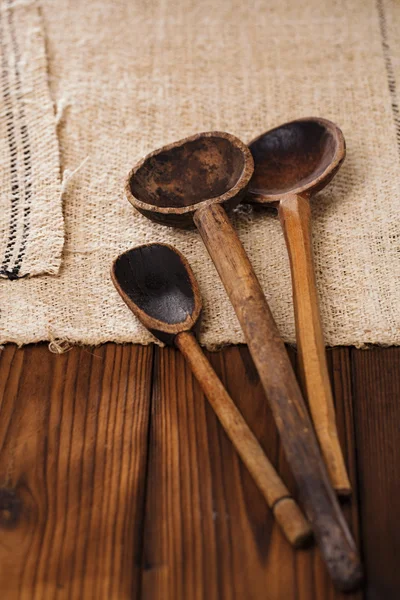 Real vintage wooden spoons — Stock Photo, Image