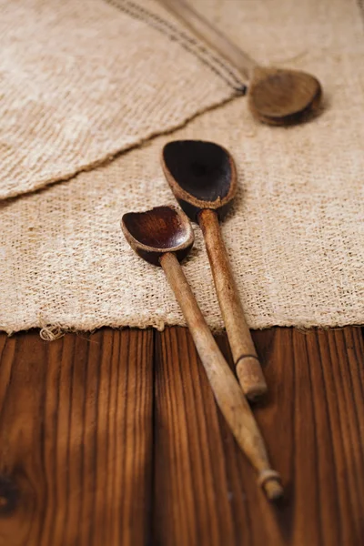 Real vintage wooden spoons — Stock Photo, Image