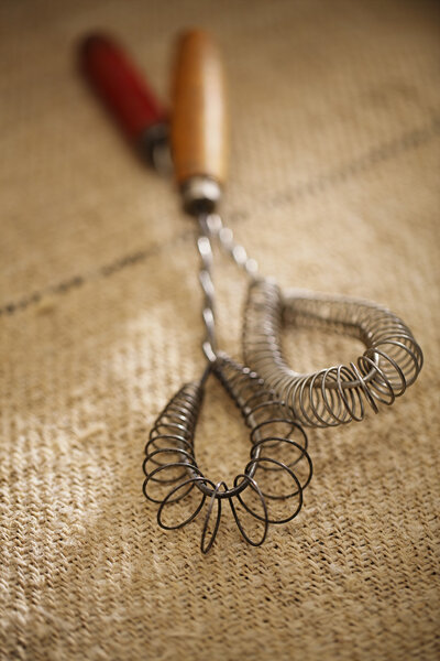 Real vintage wooden wire whisks