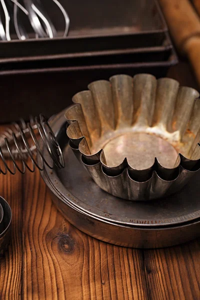 Vintage Baking Tins and tools — Stock Photo, Image