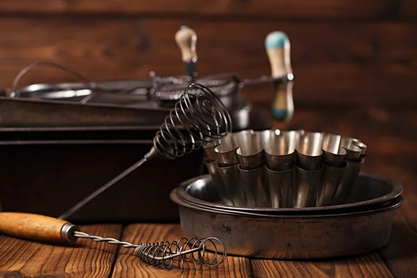 Vintage Baking Tins and tools — Stock Photo, Image