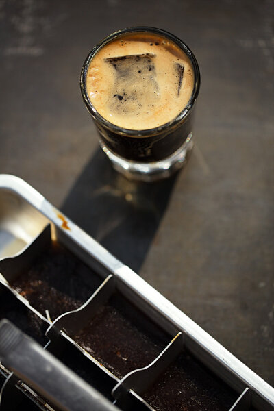 Espresso with ice cubes