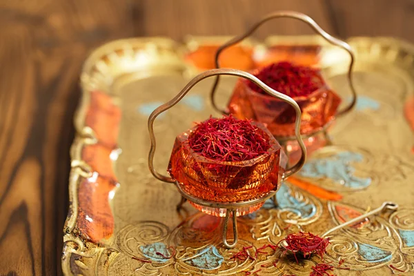 Saffron spice in  bowls — Stock Photo, Image