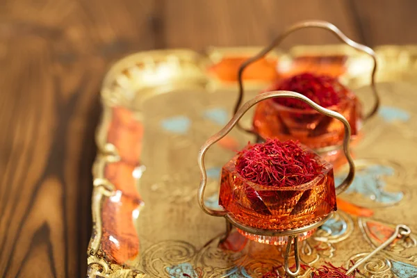 Saffron spice in  bowls — Stock Photo, Image