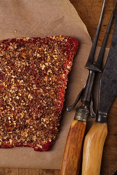 Spice wreef ruwe rundvlees filet — Stockfoto