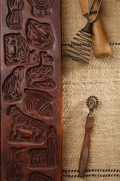 Unique wooden baking utensils — Stock Photo, Image