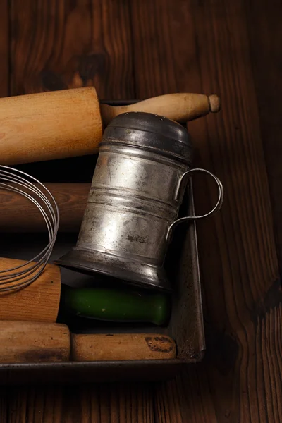 Vintage coleção de utensílios de panificação — Fotografia de Stock