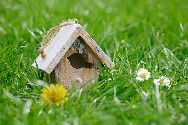 Little Birdhouse in grass — Stock Photo, Image