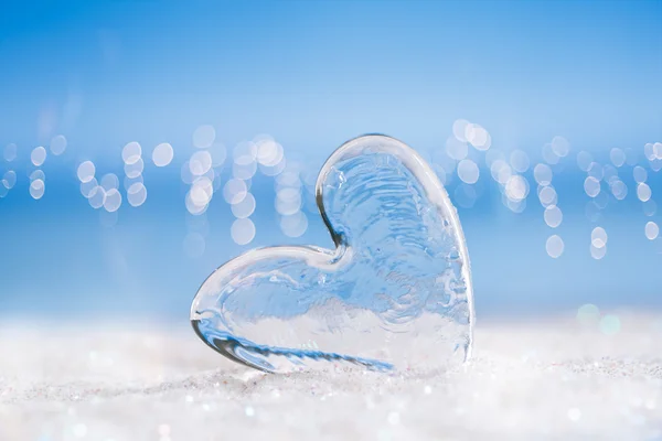 Clear glass heart on white — Stock Photo, Image