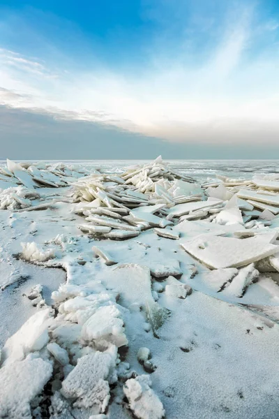 Шматочки Льоду Морі Тлі Заходу Сонця Неба — стокове фото