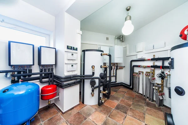 Interior of modern boiler with a boiler in a deep well pump — Stock Photo, Image