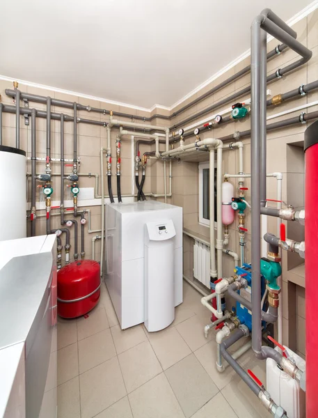 Interior of modern boiler with a boiler in a deep well pump — Stock Photo, Image