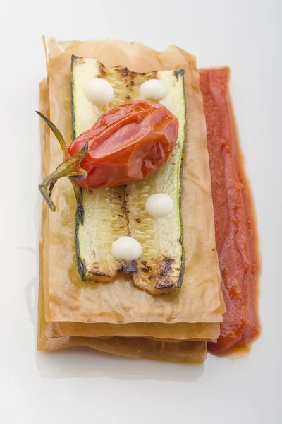 Zucchini-Sandwich mit Tomaten — Stockfoto