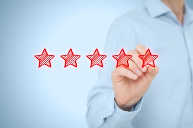 İşadamı çizim beş kırmızı yıldız