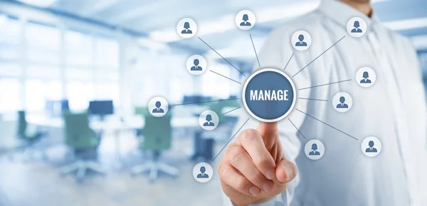 Manager cliccando sul pulsante con gestione testo — Foto Stock