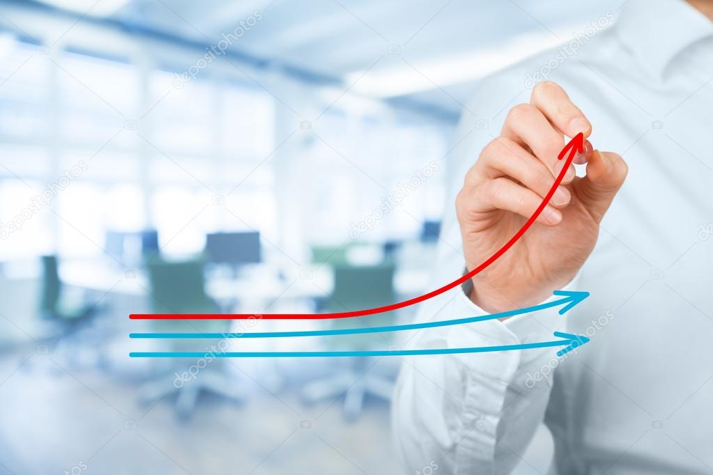 Benchmarking and market leader concept. 