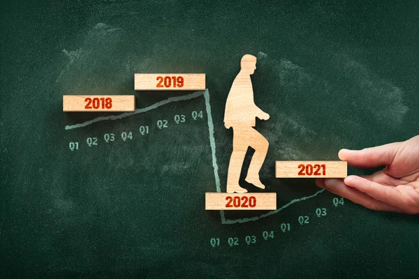 Post Covid Tijdperk Helpende Hand Voor Het Bedrijfsleven Economie Concept — Stockfoto