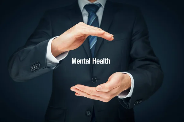 Proteja Concepto Psicología Salud Mental Psicólogo Con Gesto Protector Mano — Foto de Stock