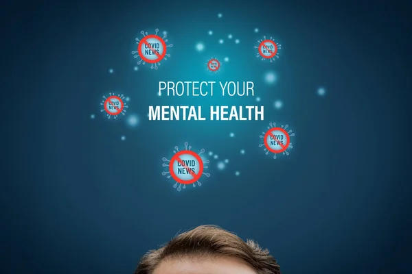 Proteja Salud Mental Tiempos Crisis Covid Durante Bloqueo Cuarentena Concepto — Foto de Stock