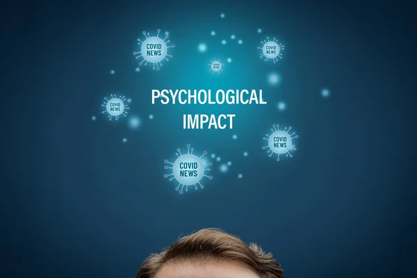 Impacto Psicológico Lectura Noticias Informes Sobre Concepto Covid Psicólogo Pensar — Foto de Stock