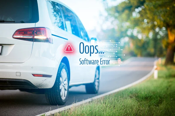 Conceito Erro Software Carro Carro Inteligente Imóvel Devido Erro Software — Fotografia de Stock