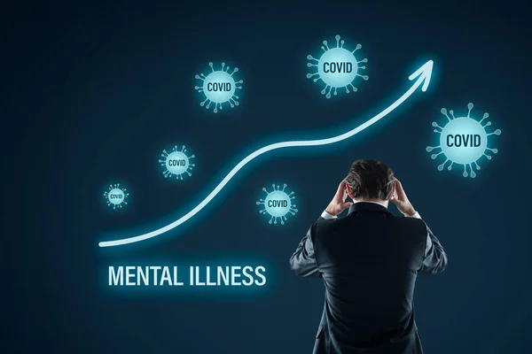 Growing Mental Illness Covid Epidemic Crisis Frequent Reading News Reports — Stock Photo, Image