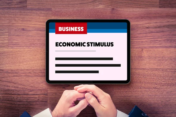 Gerente Leyó Sobre Estímulo Económico Después Crisis Gobierno Estímulo Económico —  Fotos de Stock