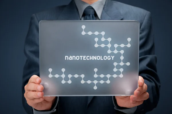 Man holding futuristic tablet pc — Stock Photo, Image