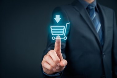 E-WorldBlade düğmesini tıkladığında işadamı