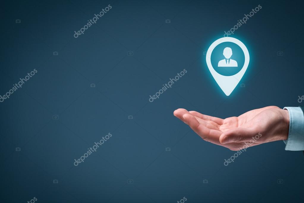 Man holding target customer, employee in hand — Stock Photo © Jirsak