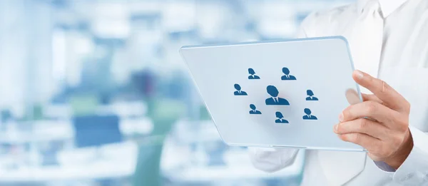 Recruiter select employee represented by icons — Stock Photo, Image