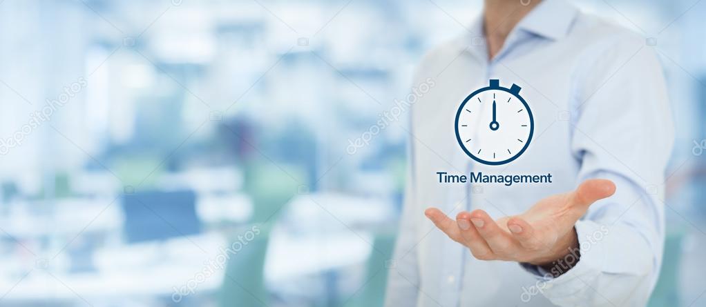 Businessman with clock watch expecting deadline