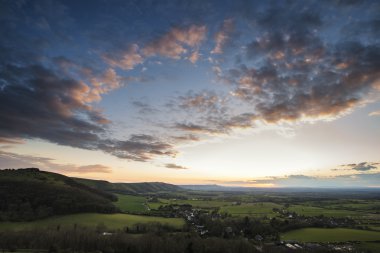 Güzel manzara görüntü günbatımı kırsal üzerinde ben manzara