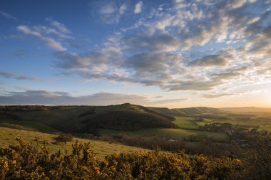 Güzel manzara görüntü günbatımı kırsal üzerinde ben manzara