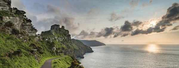 Panorama paesaggio tramonto della Valle delle Rocce nel Devon Englan — Foto Stock