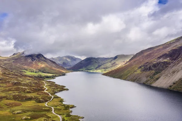 Ohromující Výhled Létání Drone Nad Lake District Krajiny Konci Léta — Stock fotografie