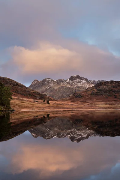 Beau Lever Soleil Hiver Sur Blea Tarn Dans Lake District — Photo