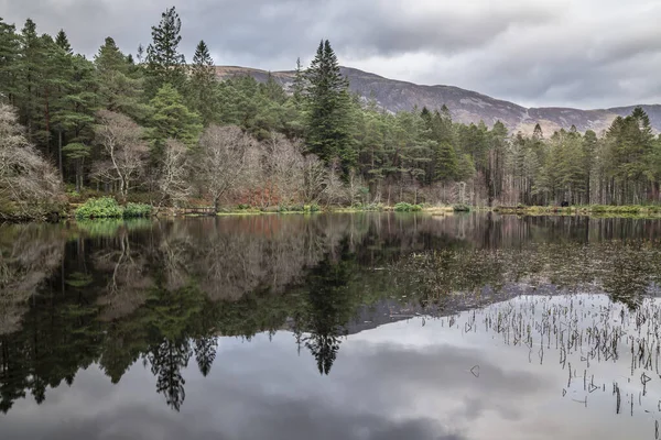 Piękny Krajobraz Obrazu Glencoe Lochan Pap Glencoe Oddali Zimowy Wieczór — Zdjęcie stockowe