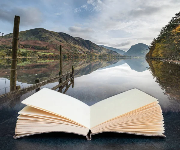 Composito Digitale Bella Autunno Autunno Immagine Paesaggistica Del Lago Buttermere — Foto Stock