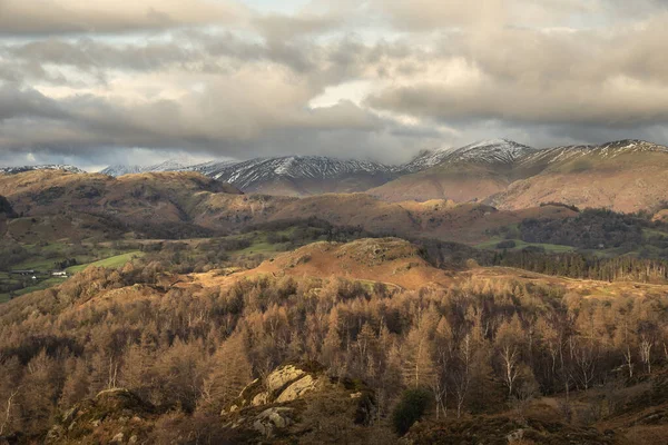 Epic Winter Paysage Image Vue Holme Fell Dans Lake District — Photo
