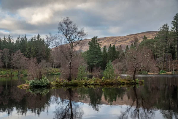 Piękny Krajobraz Obrazu Glencoe Lochan Pap Glencoe Oddali Zimowy Wieczór — Zdjęcie stockowe