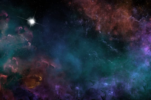 Jedna Digitálně Generovaných Fantasy Vesmírné Galaxie Scény Mlhovinami Hvězdnými Poli — Stock fotografie