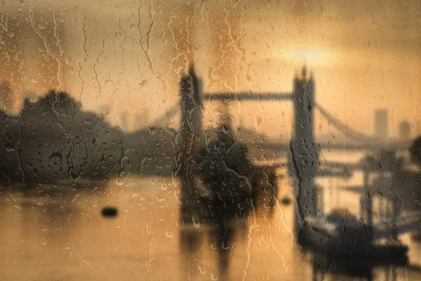 Hermosa Vista Conceptual Del Paisaje Ciudad Londres Través Una Ventana — Foto de Stock