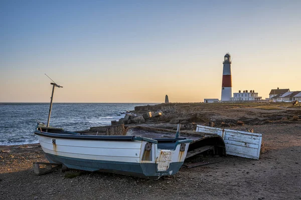 Beautiful Sunset Landscape Image Portland Weymouth Dorset Long Exposure Wave — Stock Photo, Image