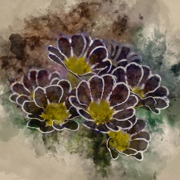 Акварельний Живопис Красива Купа Свіжих Весняних Квітів — стокове фото