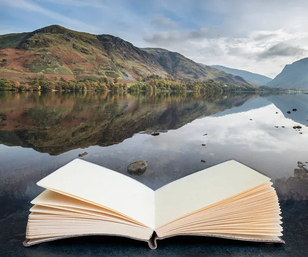 Piękny Jesienny Jesienny Krajobraz Jeziora Buttermere Lake District Anglia Stronach — Zdjęcie stockowe