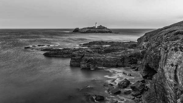 Bella Insolita Immagine Paesaggistica Del Faro Godrevy Sulla Costa Della — Foto Stock