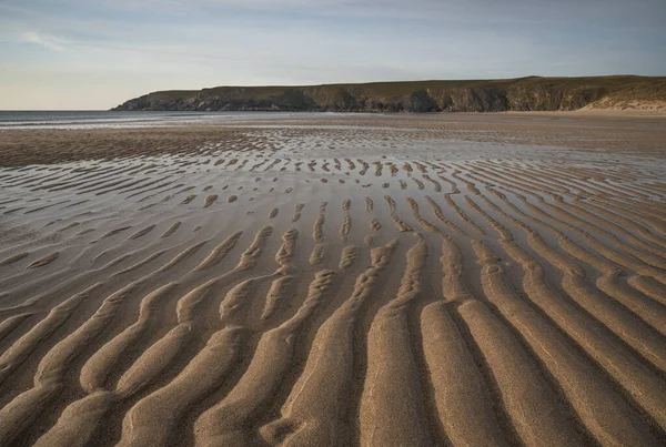 Imagens Absolutamente Deslumbrantes Paisagem Praia Holywell Bay Cornualha Reino Unido — Fotografia de Stock